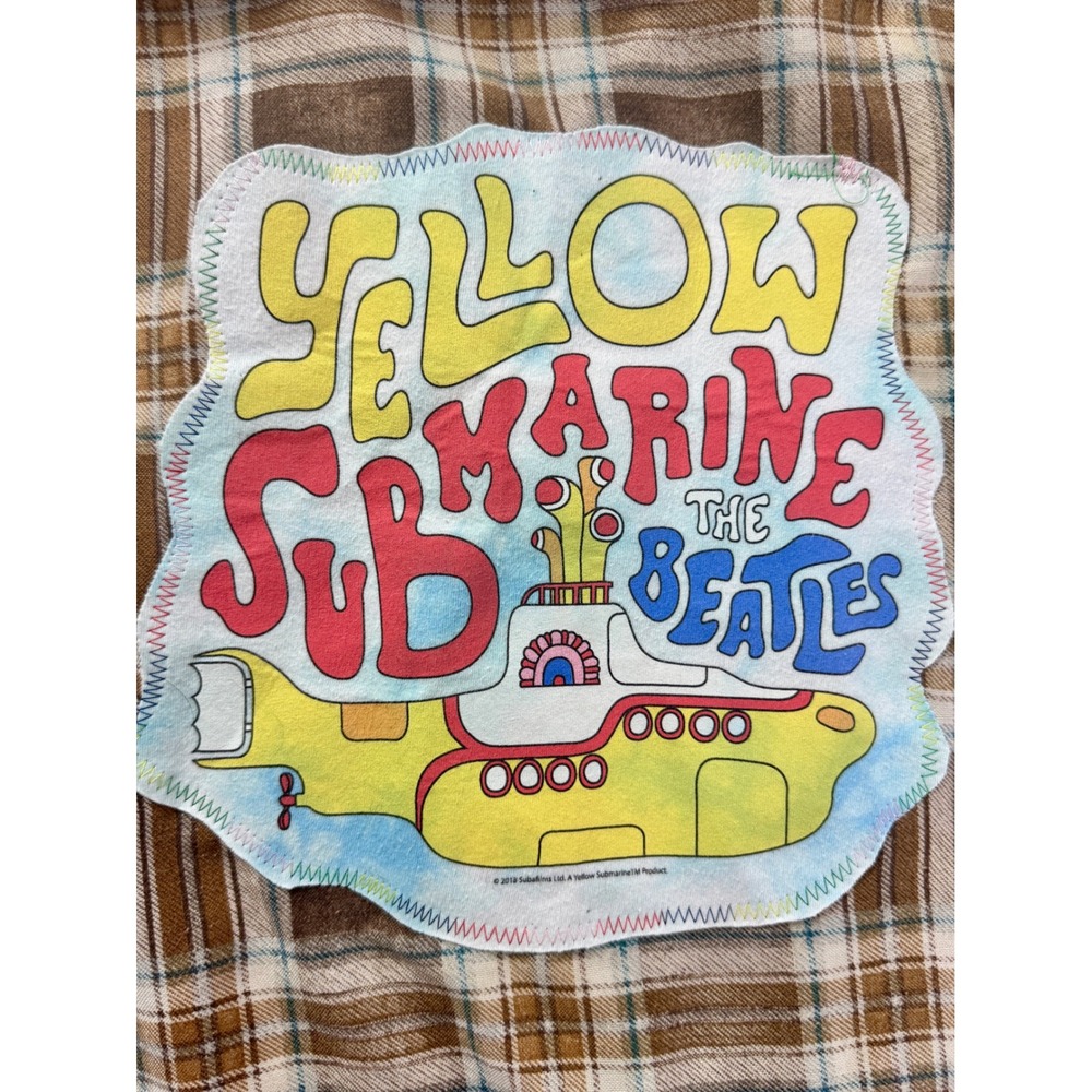Vintage Fieldmaster Beatles Yellow Submarine Patch Plaid Flannel Shirt Brown L T